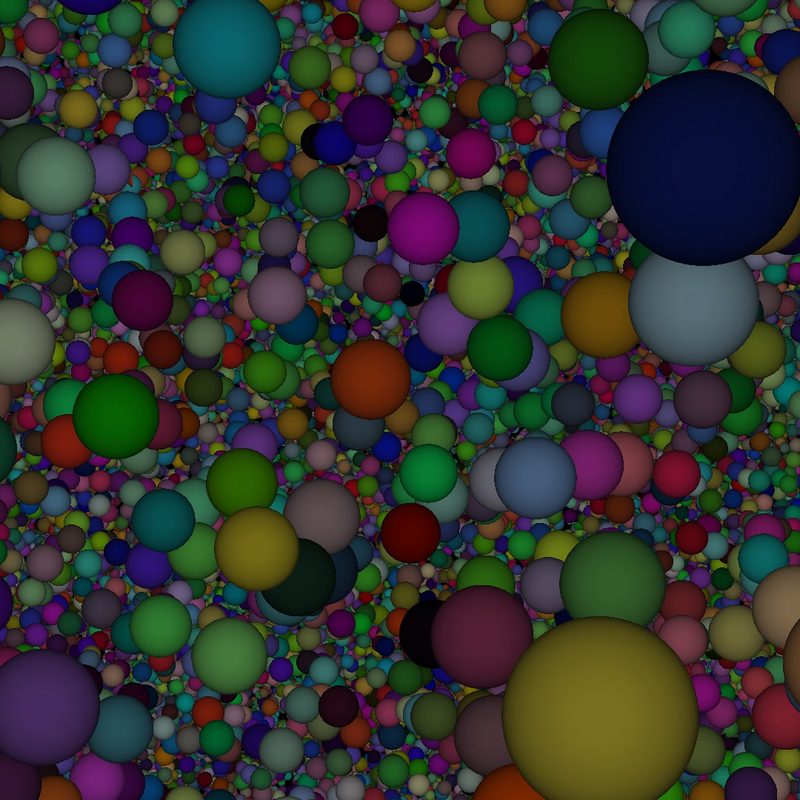 Thousands of colored spheres rendered on a phone