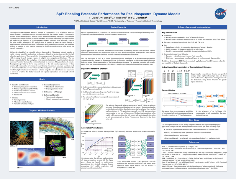 AGU 2013 poster: SpF: Enabling Petascale Performance for Pseudospectral Dynamo Models